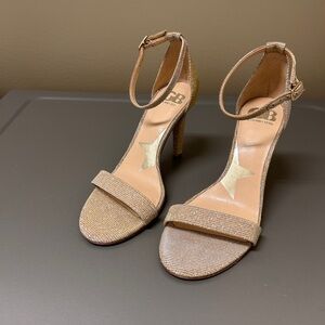 Gianni Bini Glittering Gold Heels with Ankle Strap